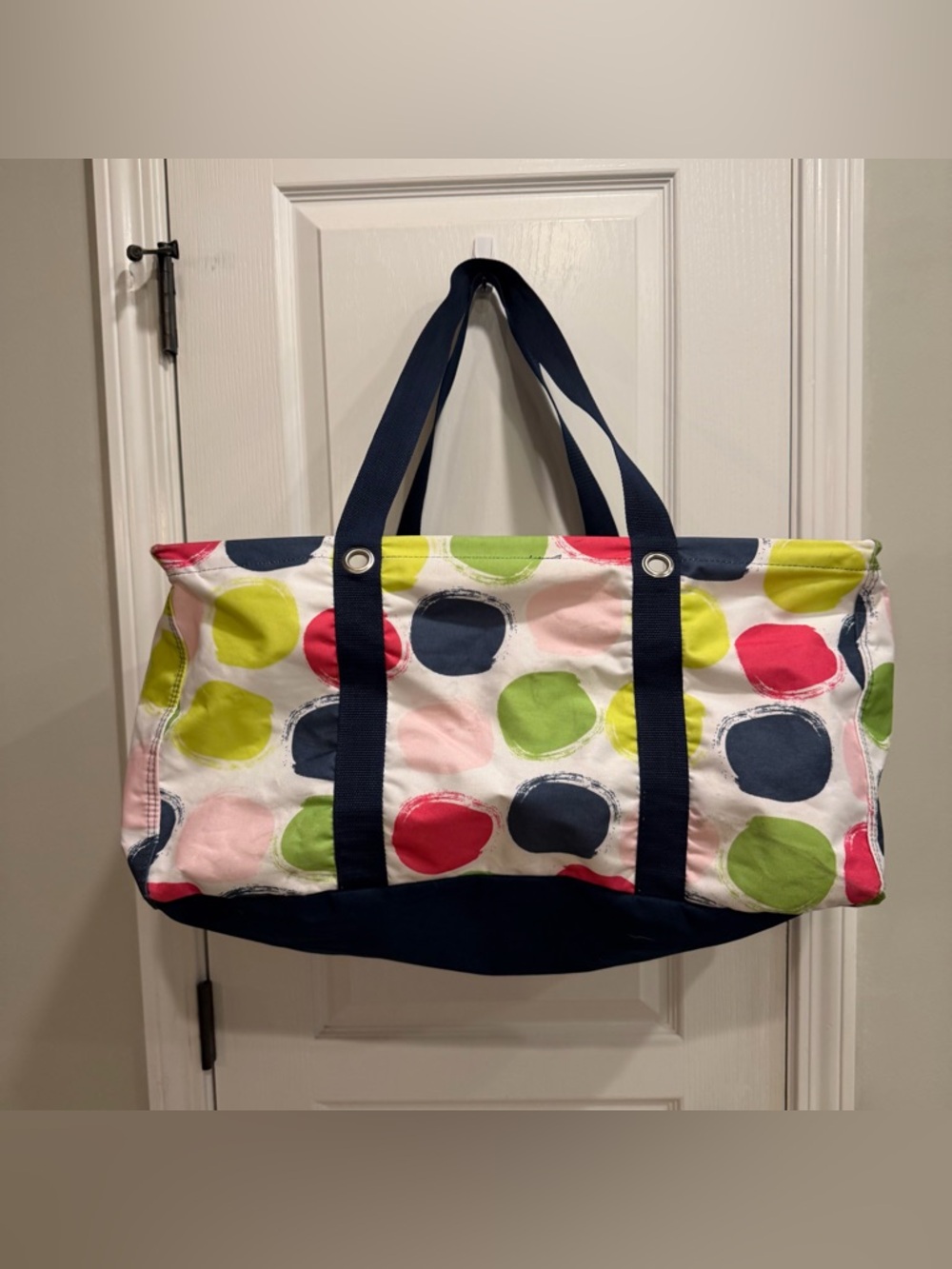Thirty One 31 Bag Large Canvas Polka Dot Watermelon Heather Utility Tote Bag - Picture 8 of 12
